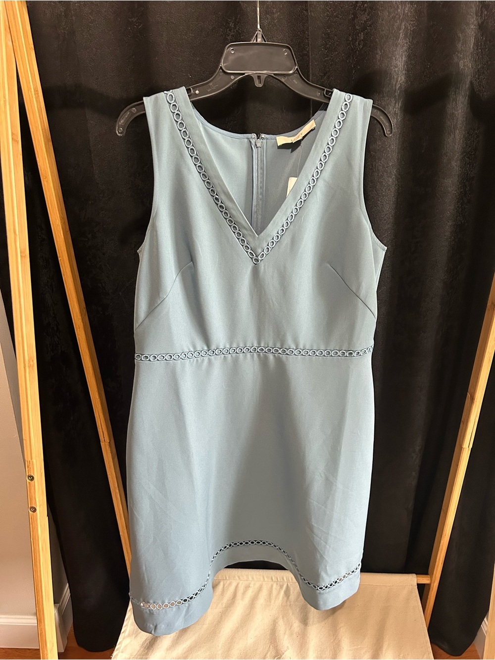 LOFT Dusty Blue V-Neck Sleeveless Sheath Dress